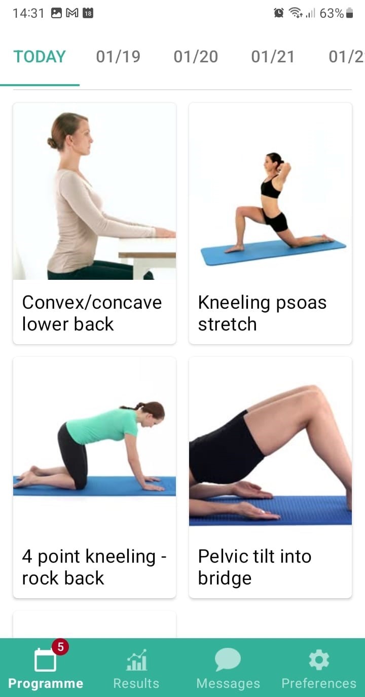 Online exercise program Hip impingement