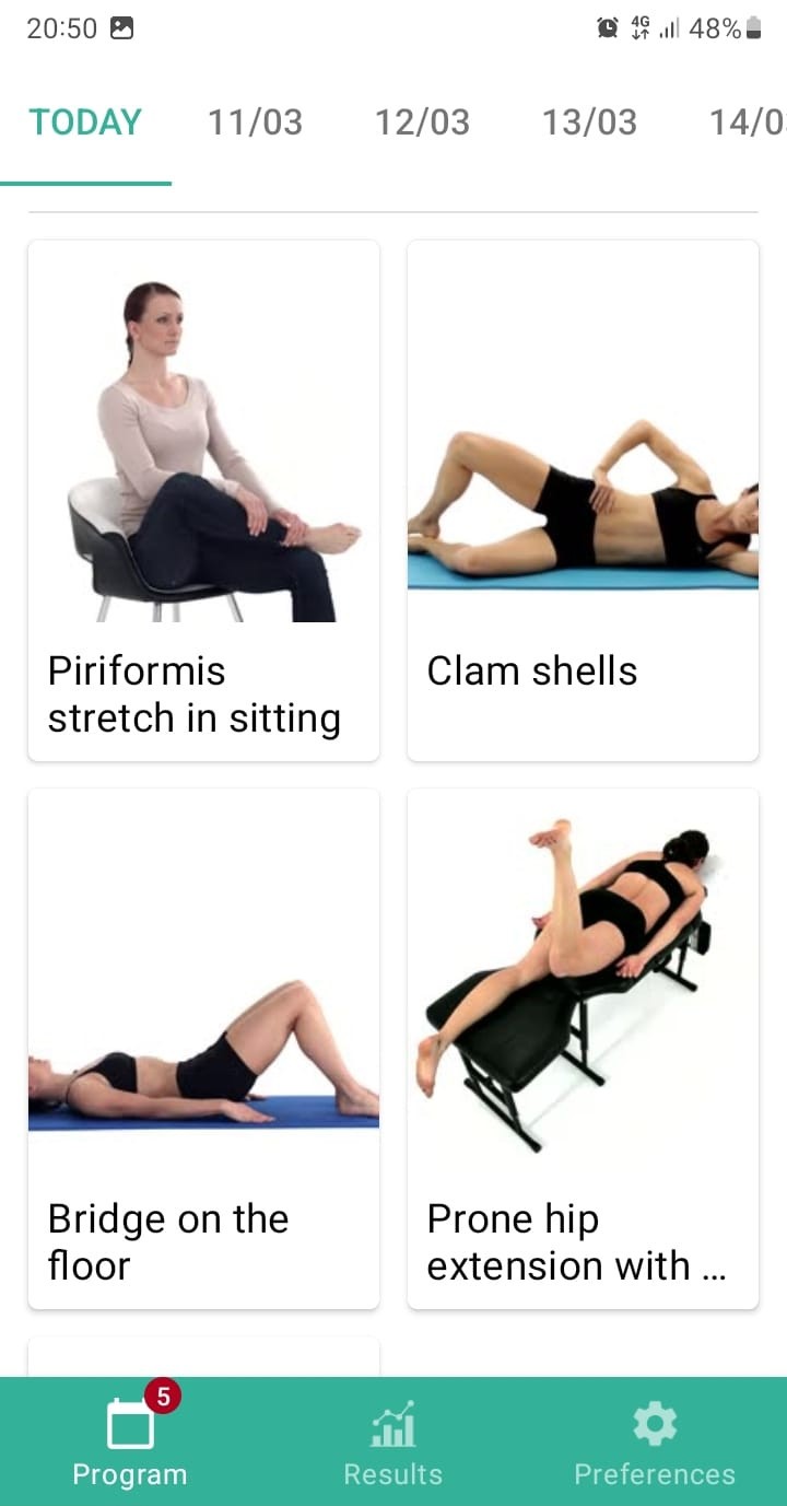 Online exercise program Piriformis syndrome